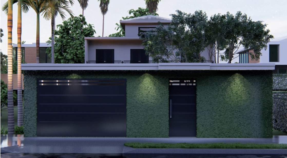 Projeto realizado pela Zanardino Arquitetura e Interiores. A imagem mostra a linda fachada de uma casa, com o muro frontal